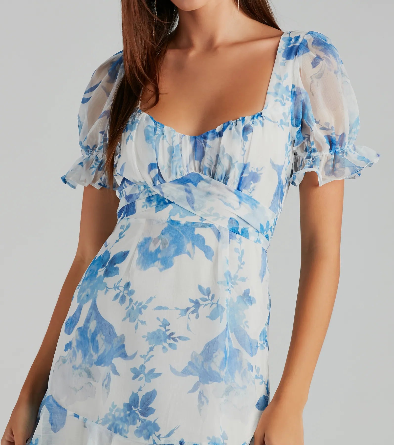 Sweet Choice Floral Chiffon A-Line Mini Dress
