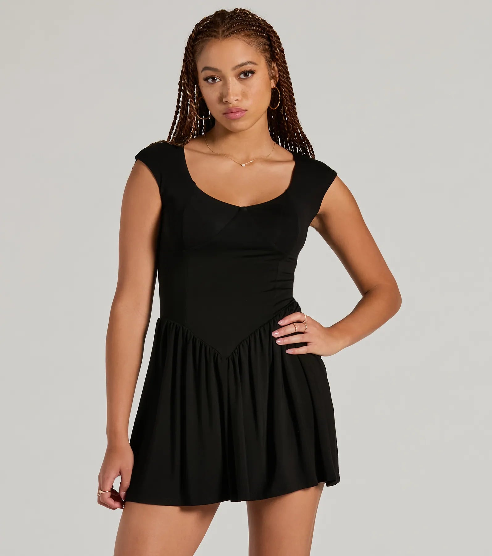 Flattering Look A-Line Ruffled Mini Dress