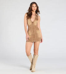 Style In Stride V-Neck Collar Denim Mini Dress