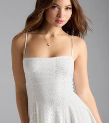 Sweet Look Eyelet Knit Skater Dress
