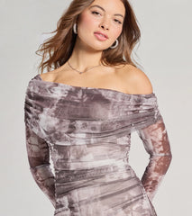 Uptown Doll Off-The-Shoulder Abstract Maxi Dress