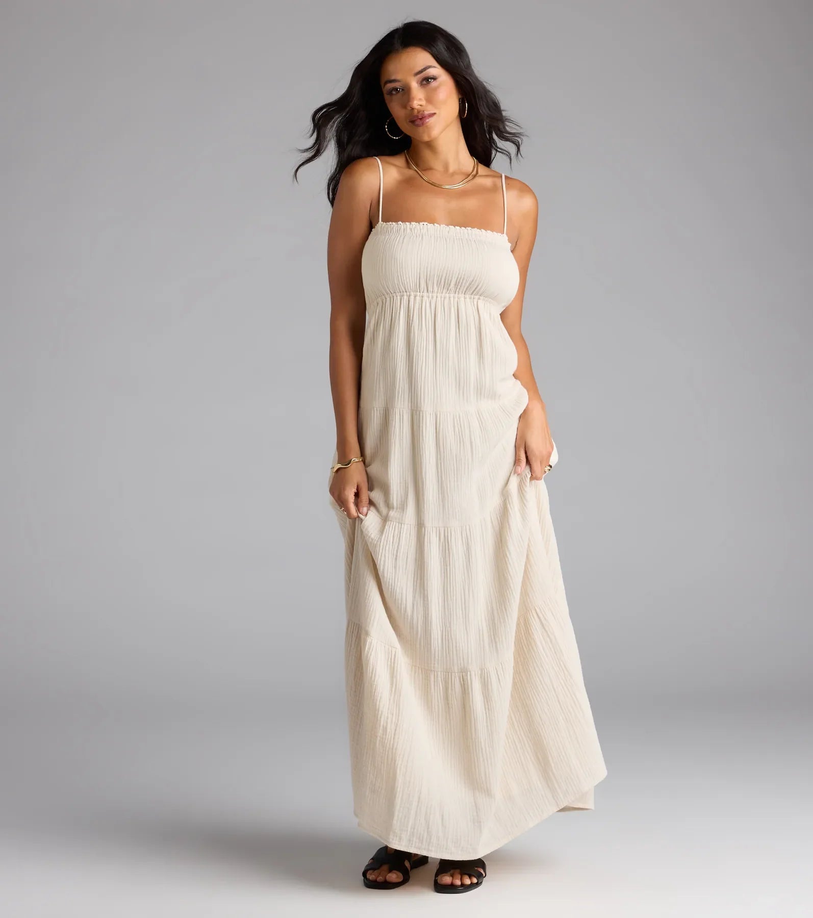 Breezy Like Me Sleeveless Ruffled Maxi Dress