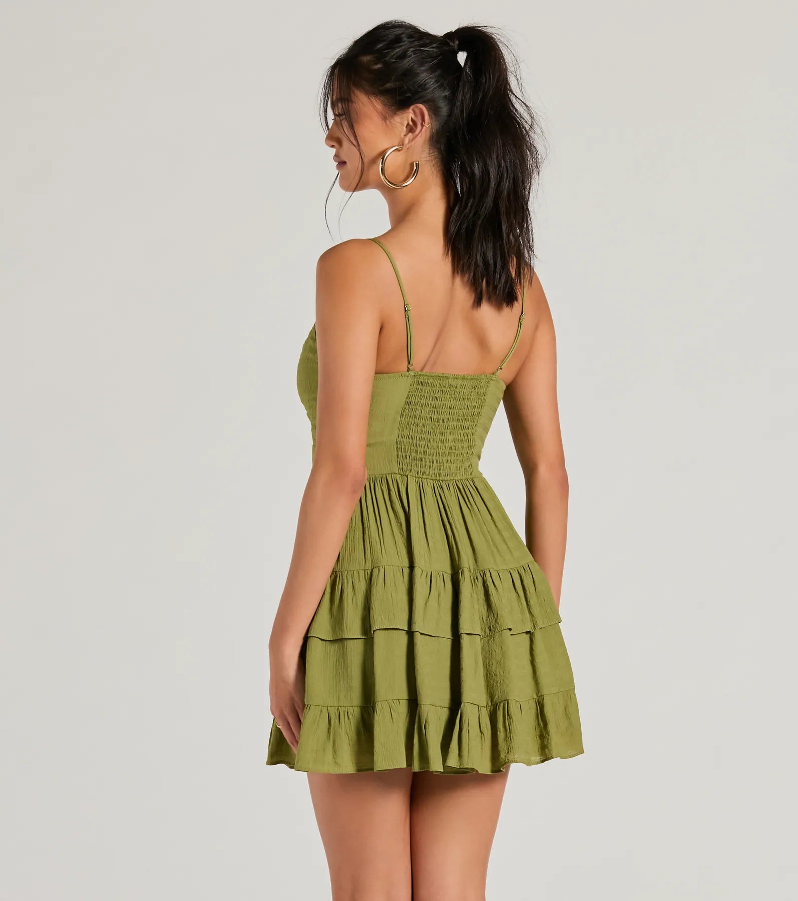 So Effortless Tie-Front Ruffled Skater Dress