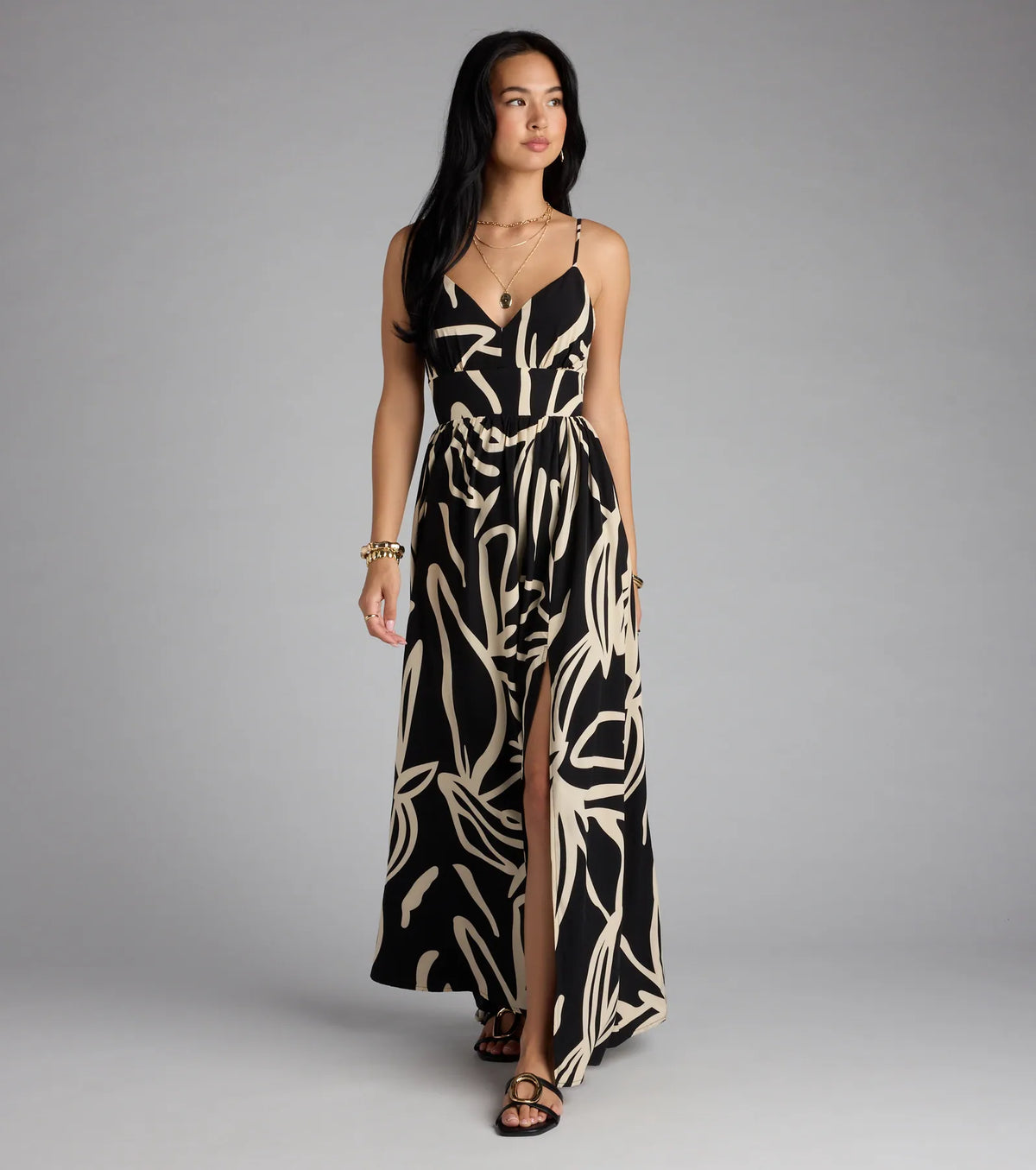 Chic Bliss Tie-Back Slit Maxi Dress