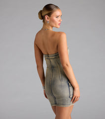 So Electric Strapless Jean Denim Mini Dress