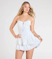 Sweetest Outing Tie Back Ruffled Skater Mini Dress