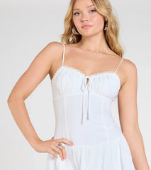 Sweetest Outing Tie Back Ruffled Skater Mini Dress