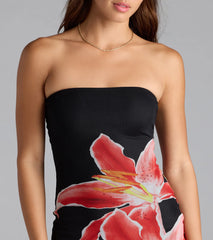 Sun Kissed Strapless Floral Bodycon Mini Dress