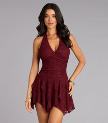 After Dark Charm Lace Halter Dress