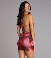 Daring Babe Abstract Print Cutout Mini Dress