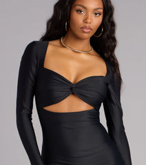 Crush Effect Long Sleeve Mini Dress