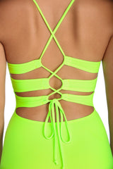 Lace Up In Neon Mini Dress