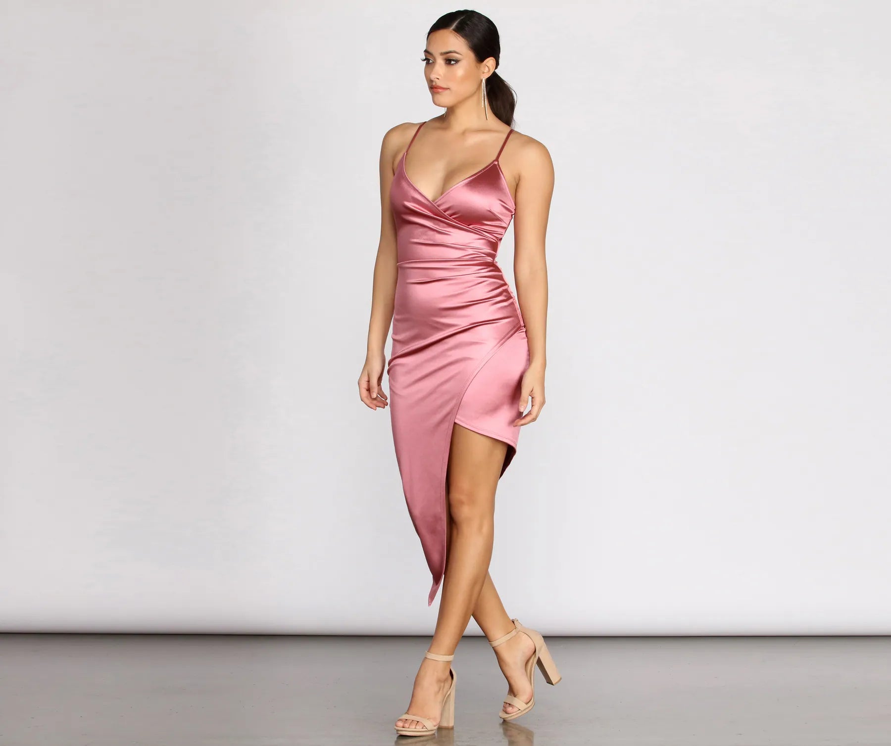 Feelin' Fire Satin Asymmetrical Mini Dress