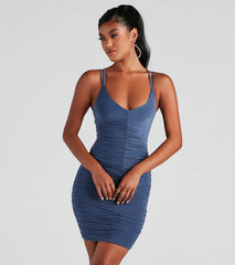 Alluring Ruched Bodycon Mini Dress