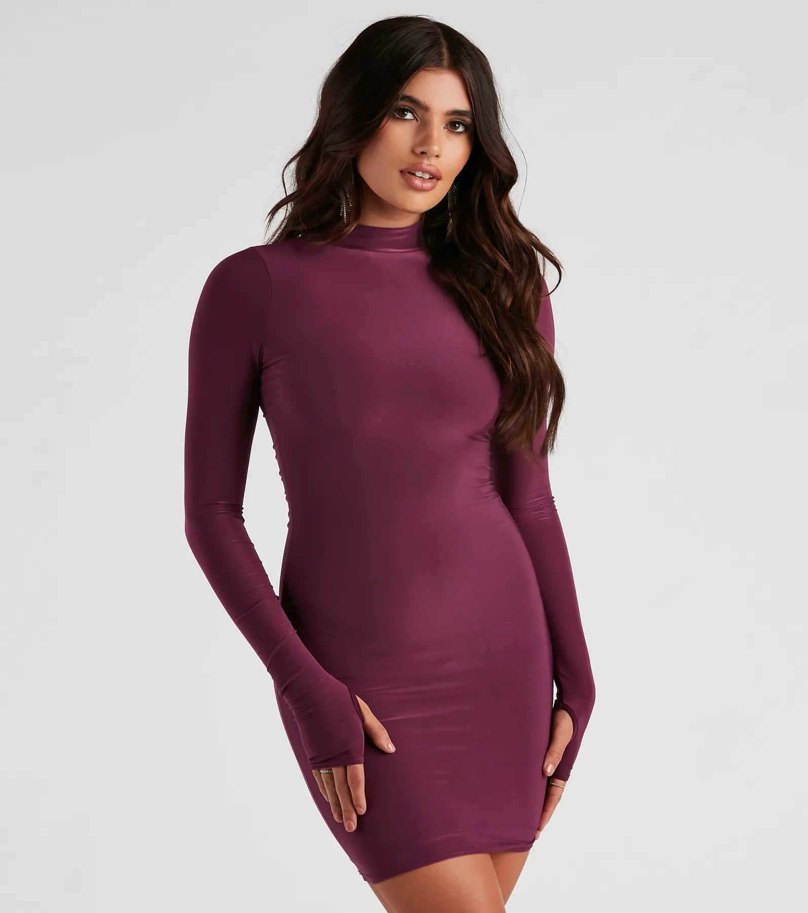 Front Line Mock Neck Bodycon Dress