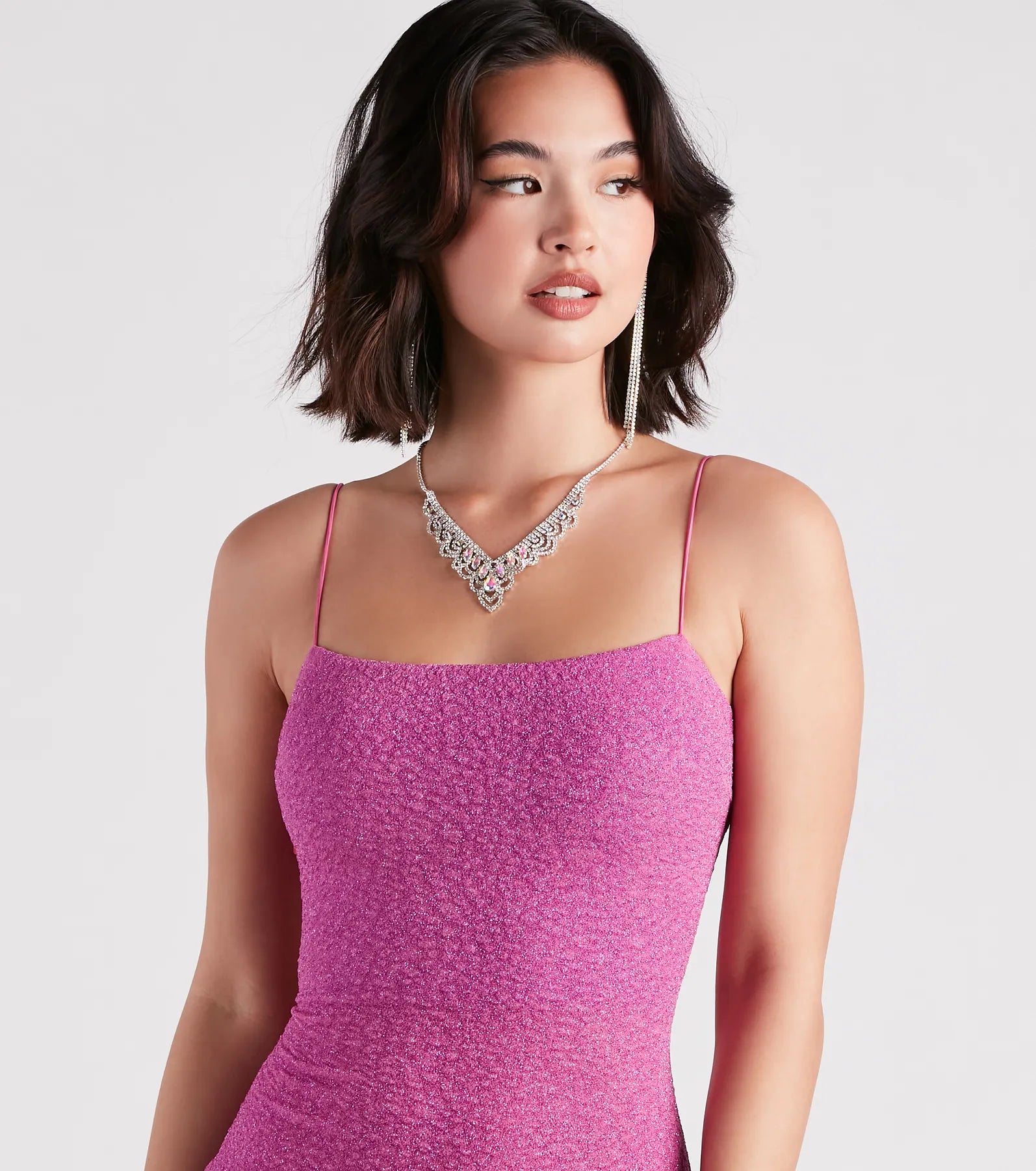 Glow Up Glitter Strappy Back Mini Dress