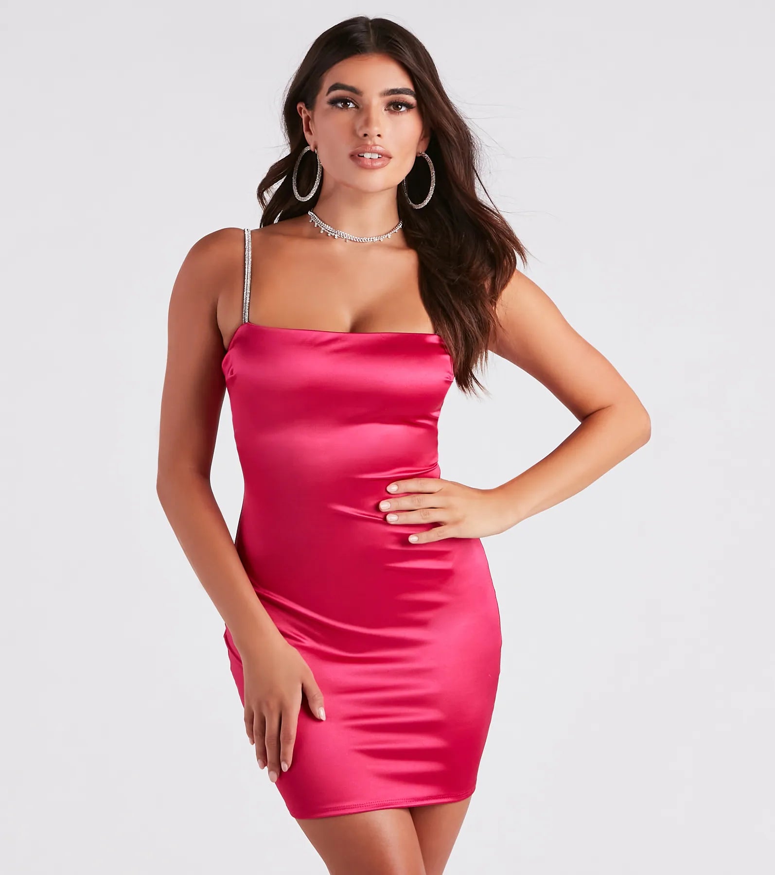 Va Va Voom Satin Rhine Strap Dress