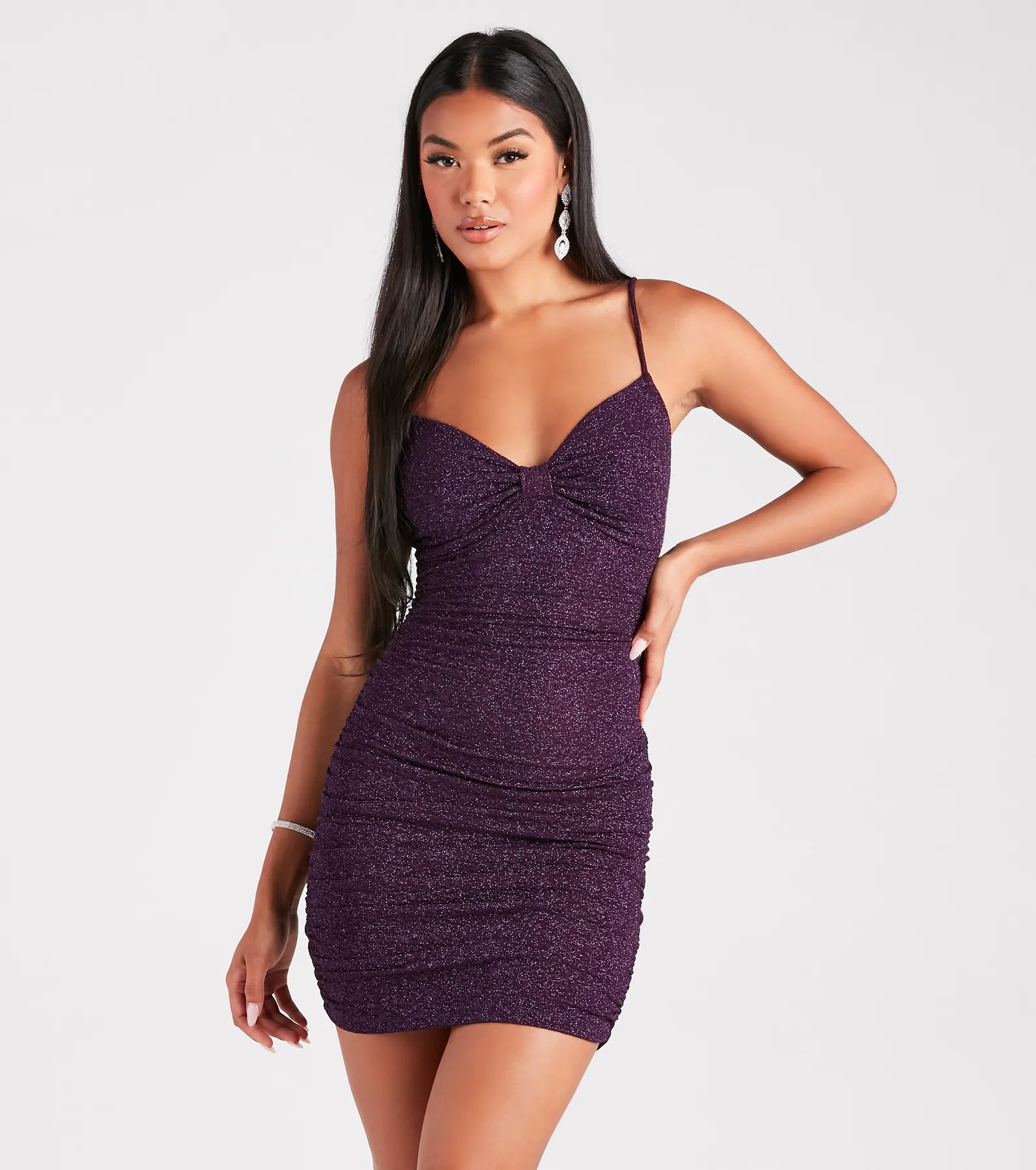 Put A Bow On It Glitter Mini Dress