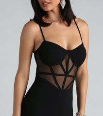Iconic Behavior Crepe Mesh Mini Dress