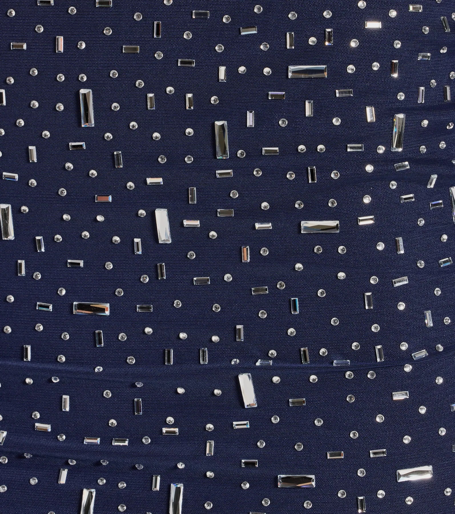 Dazzling Glam Long Sleeve Rhinestone Mesh Mini Dress