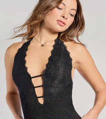 Stop The Show Lace Strappy Bodycon Mini Dress
