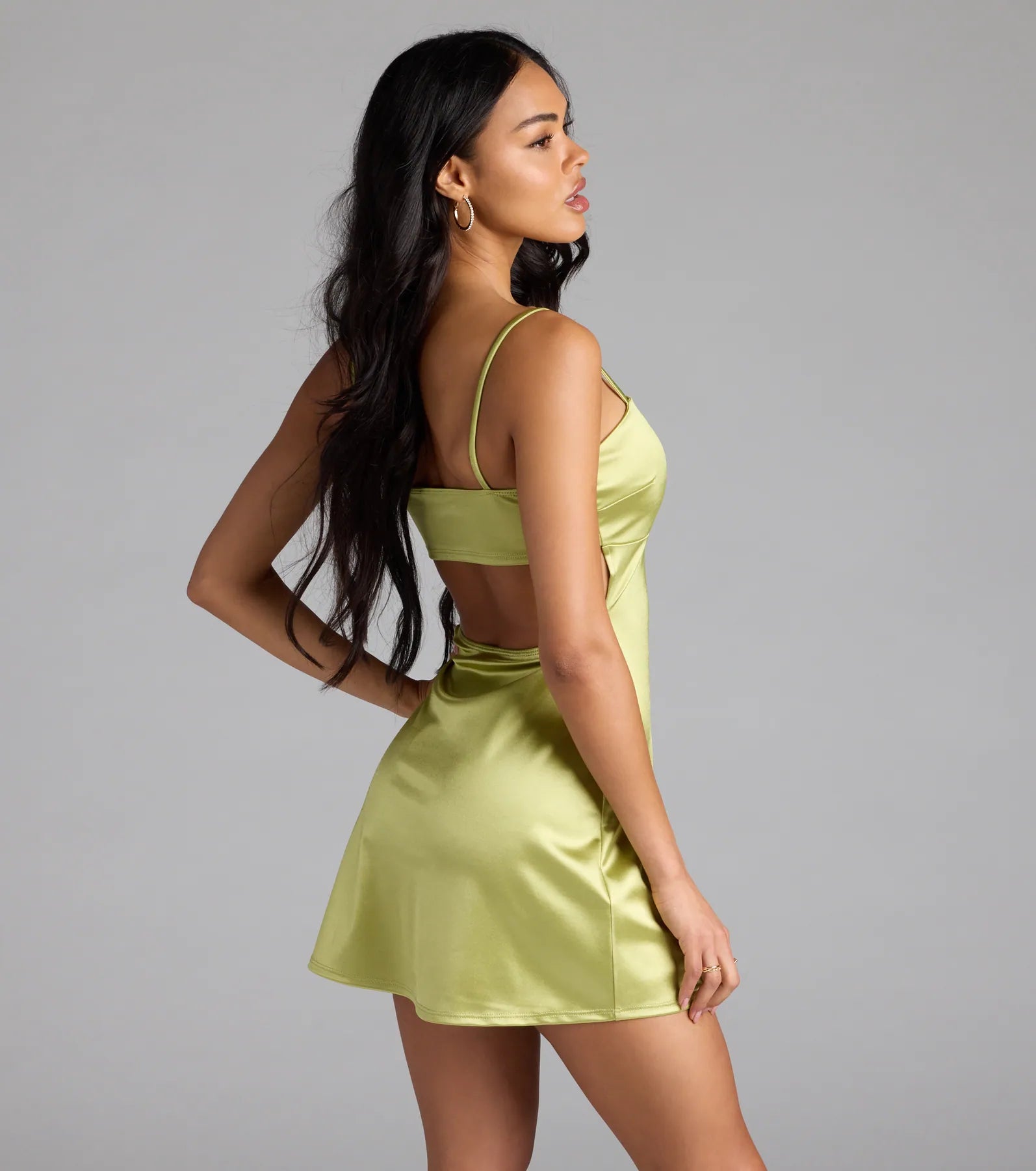 Stunning Number Cutout A-Line Satin Mini Dress