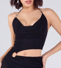 Heavenly Curves Halter Cutout Mesh Mini Dress