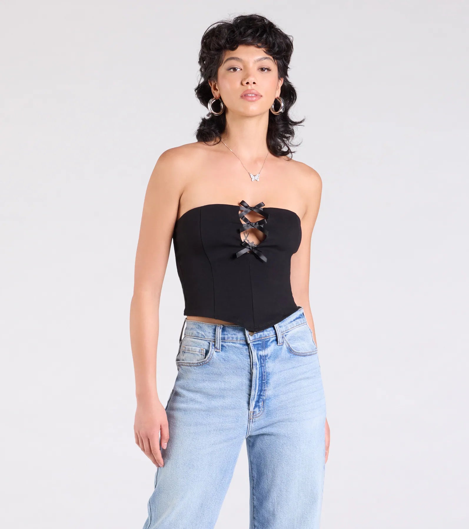 Lookin' Cute Bow-Trim Cutout Top