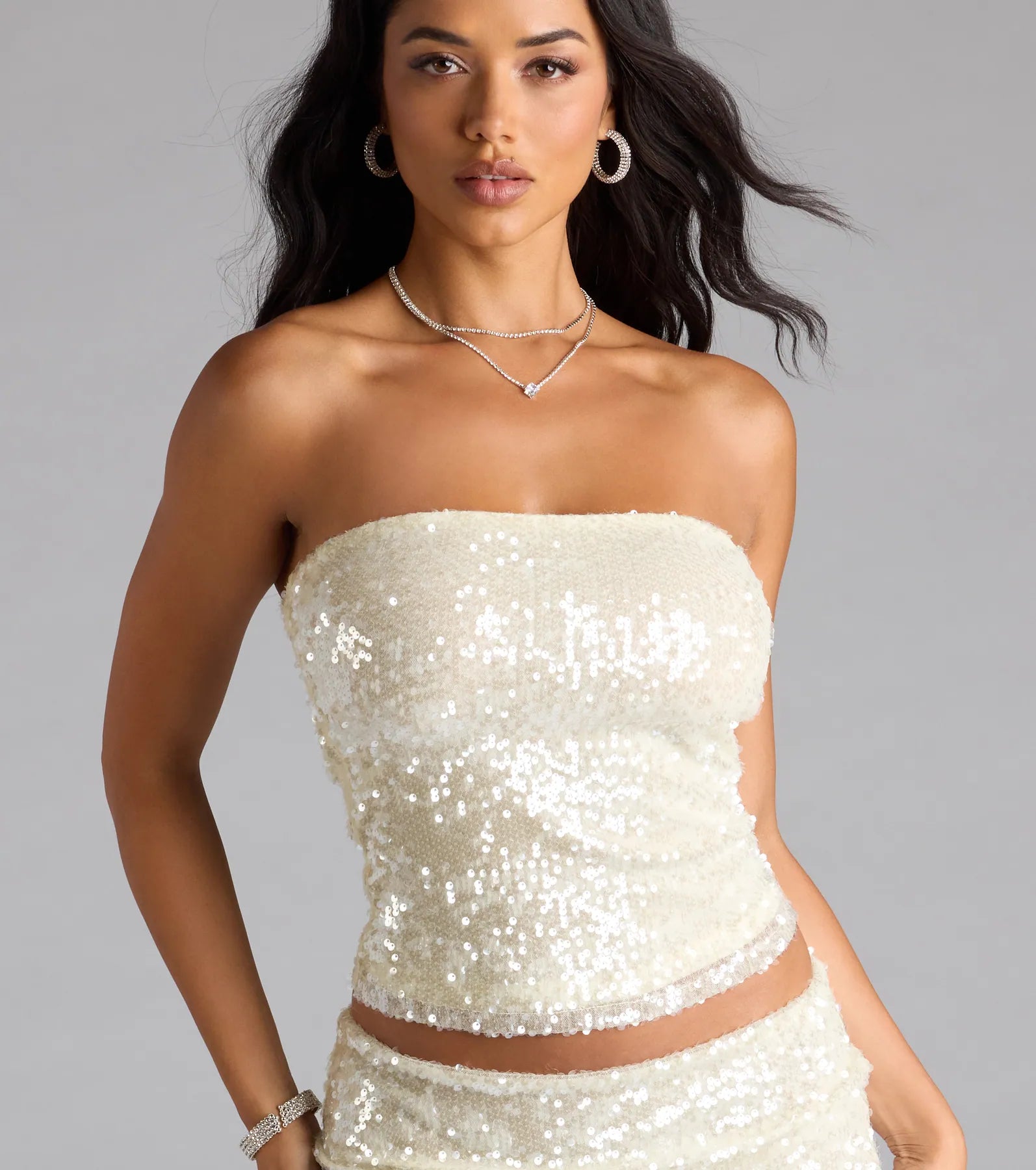 High Shine Sequin Tube Top