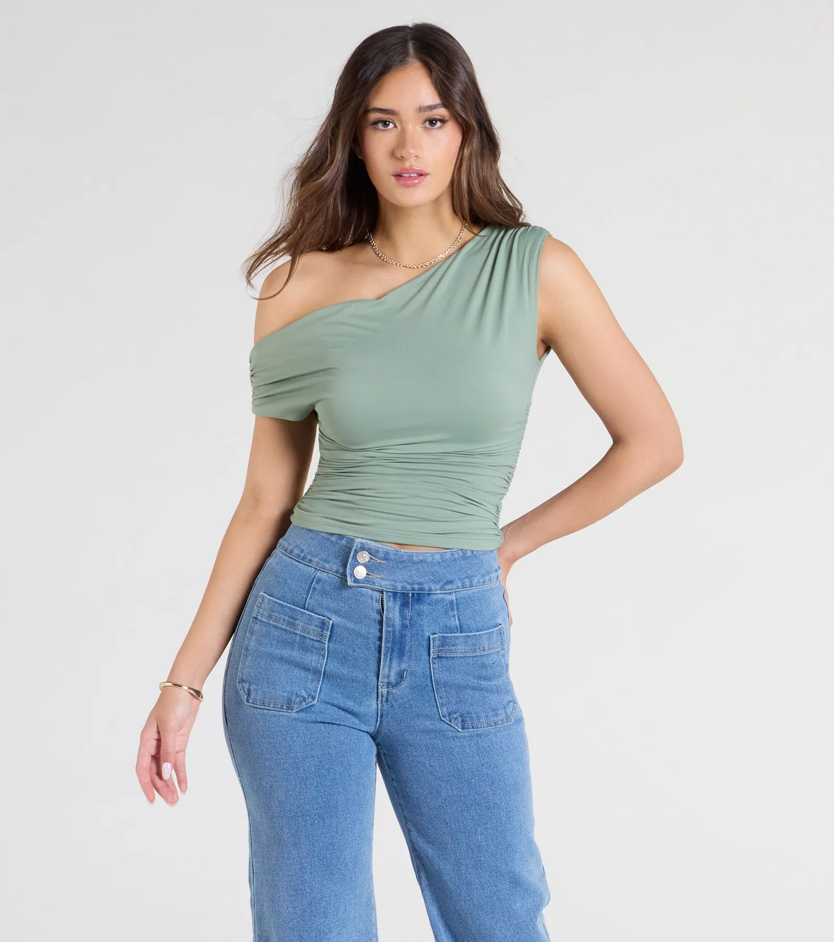 Flirty Style One Shoulder Crop Top