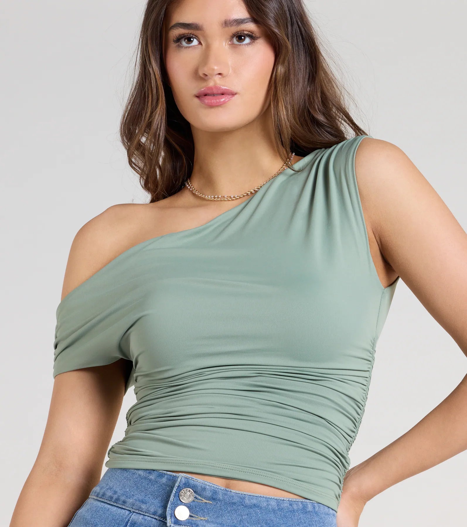 Flirty Style One Shoulder Crop Top