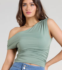 Flirty Style One Shoulder Crop Top