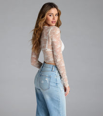 Sweetest Allure Floral Lace Long Sleeve Top