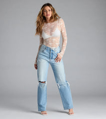 Sweetest Allure Floral Lace Long Sleeve Top