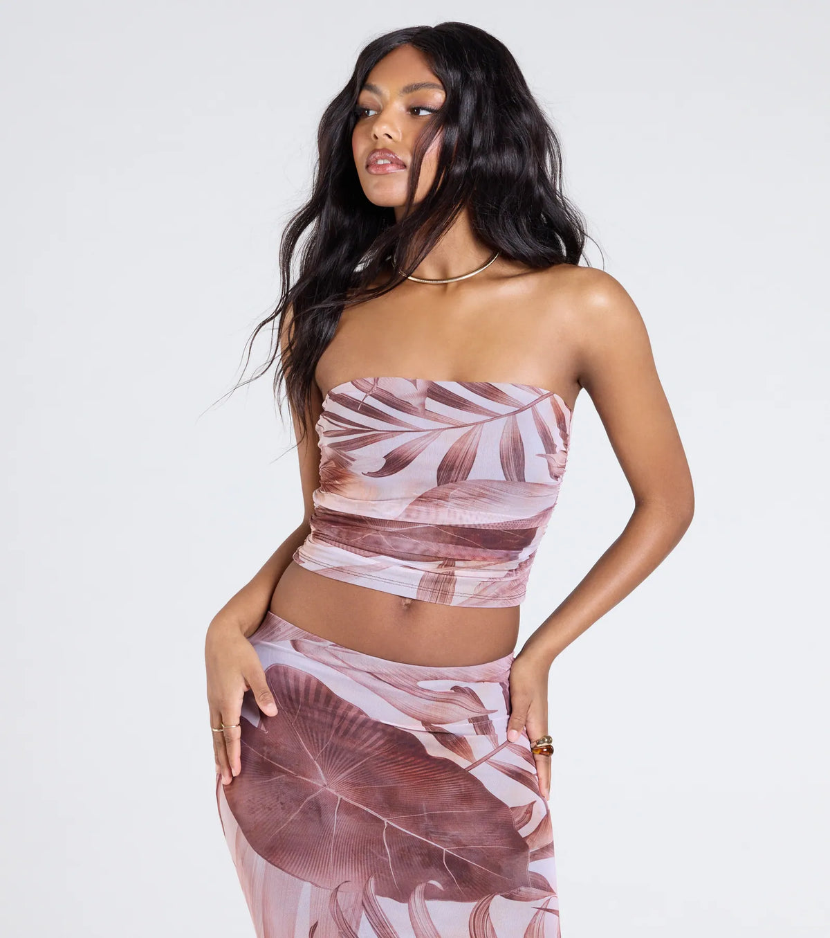 Tropical Energy Strapless Crop Top