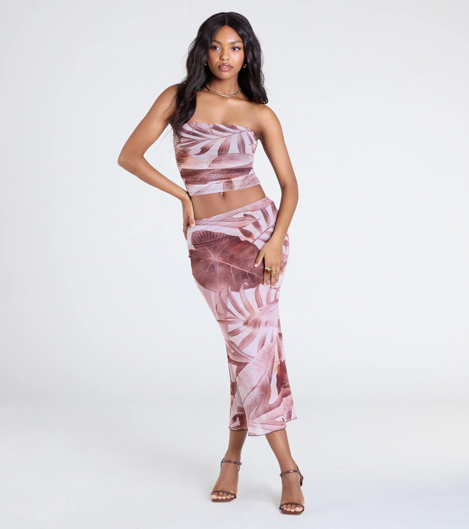 Tropical Energy Strapless Crop Top