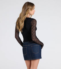 Tempting Allure Long Sleeve Lace Crop Top