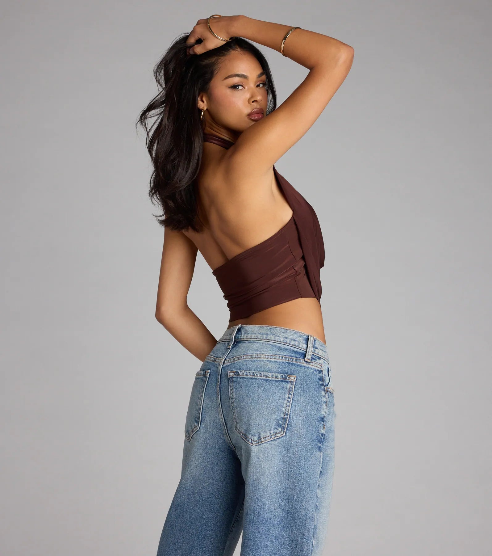 Take The Plunge Sleeveless Halter Crop Top