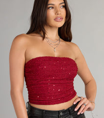 Shine Bright Sequin Beaded Crop Top