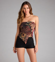 Wild Vibe Leopard Floral Print Tube Top