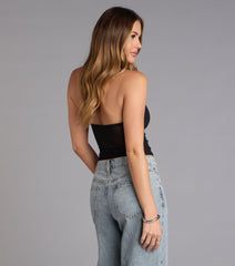 Night Mode Halter Lace-Up Crop Top