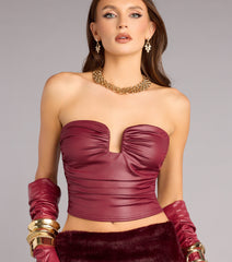 Confidence On Cue Faux Leather Tube Top