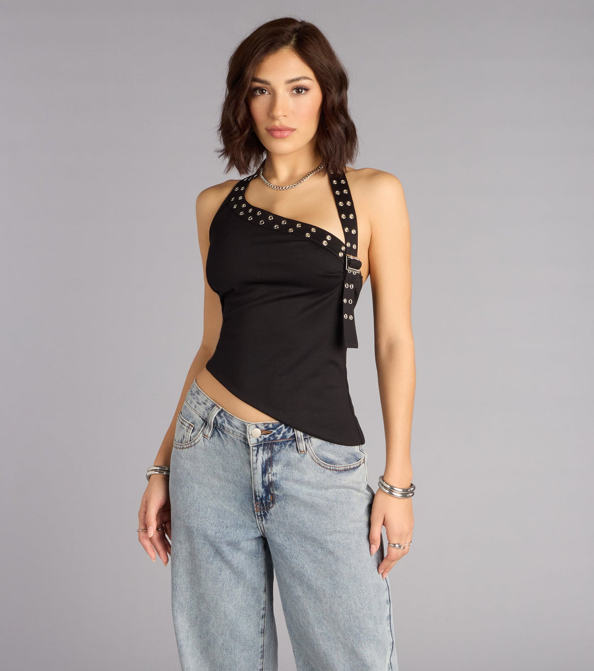 Buckle Up Asymmetrical Halter Top