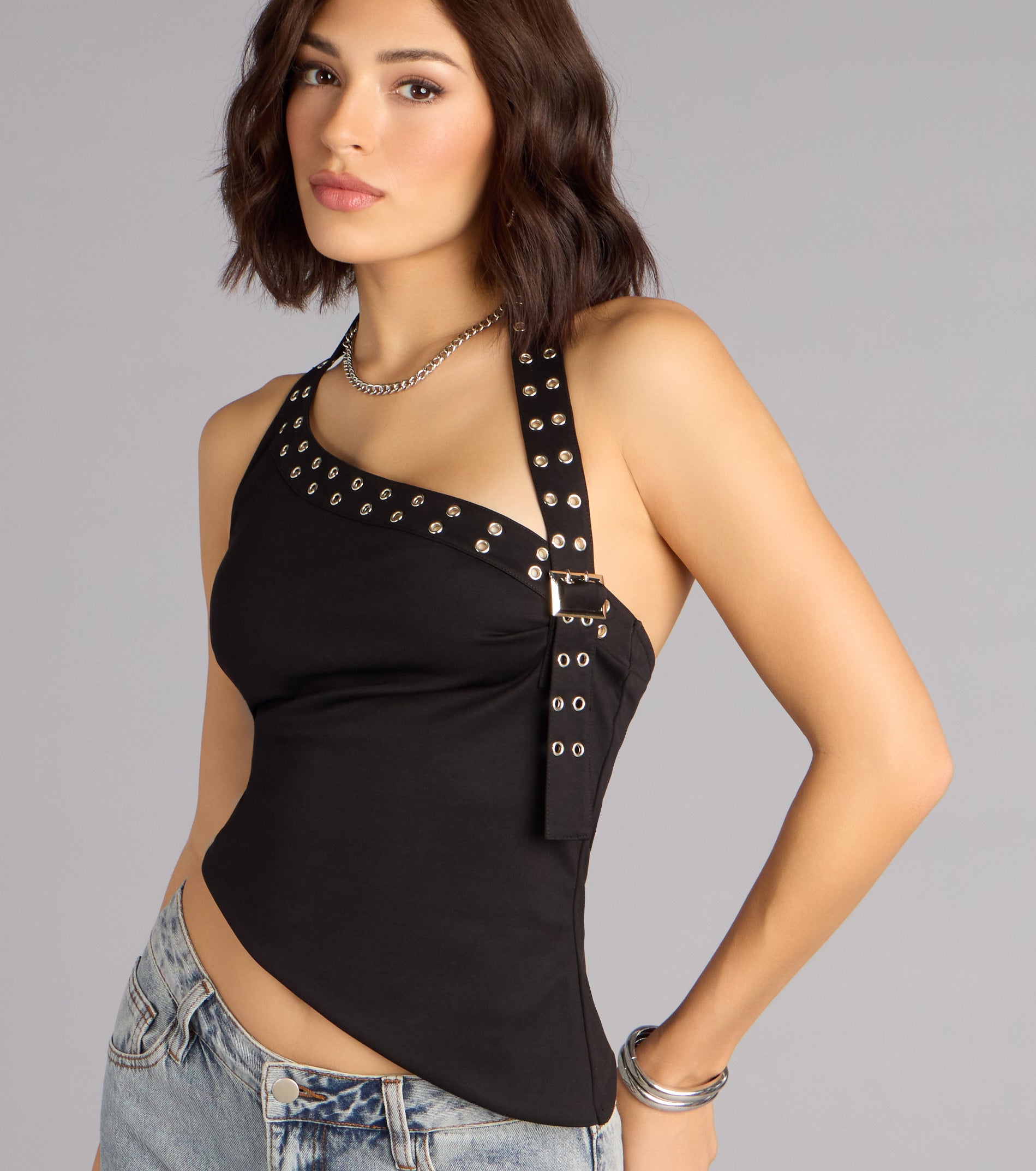 Buckle Up Asymmetrical Halter Top