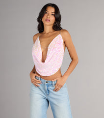 Disco Dream Sequin Rhinestone Chain Halter Top