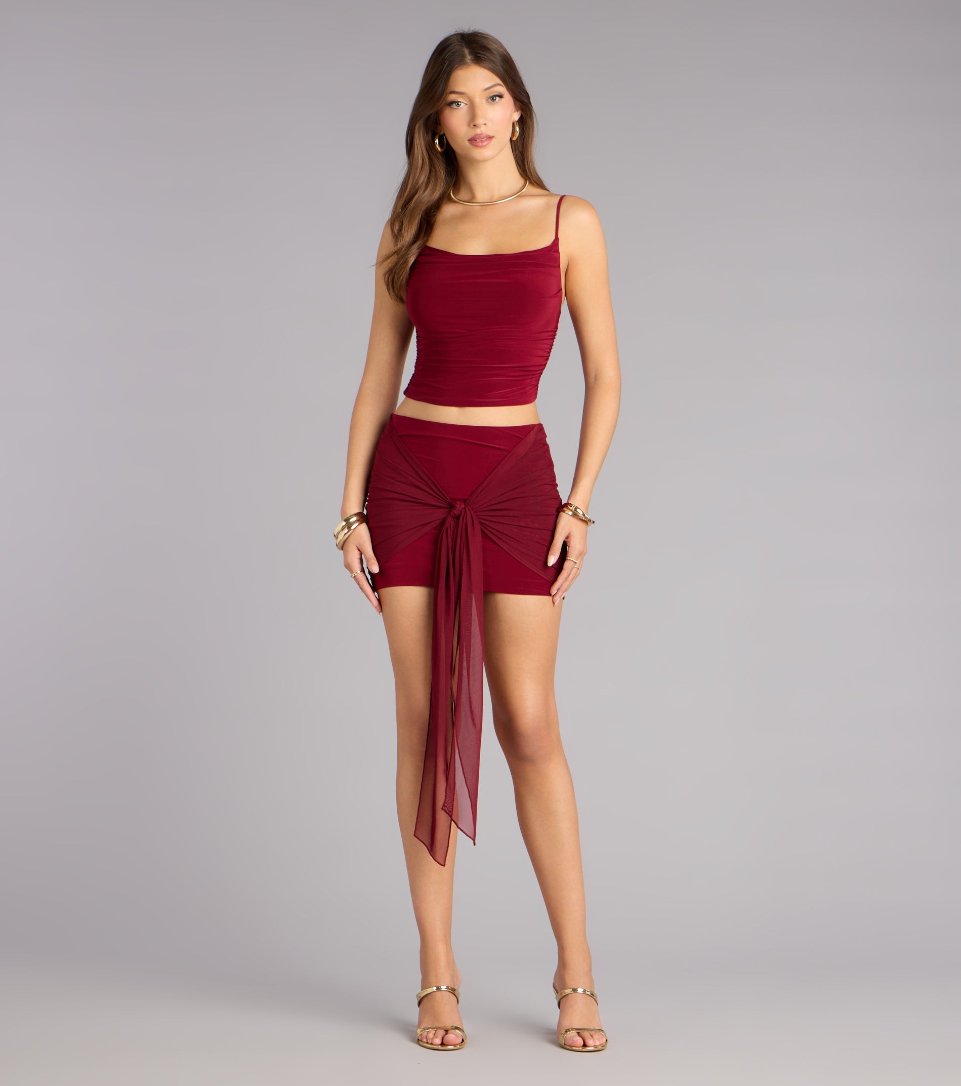Silky Move Cowl Neck Crop Top