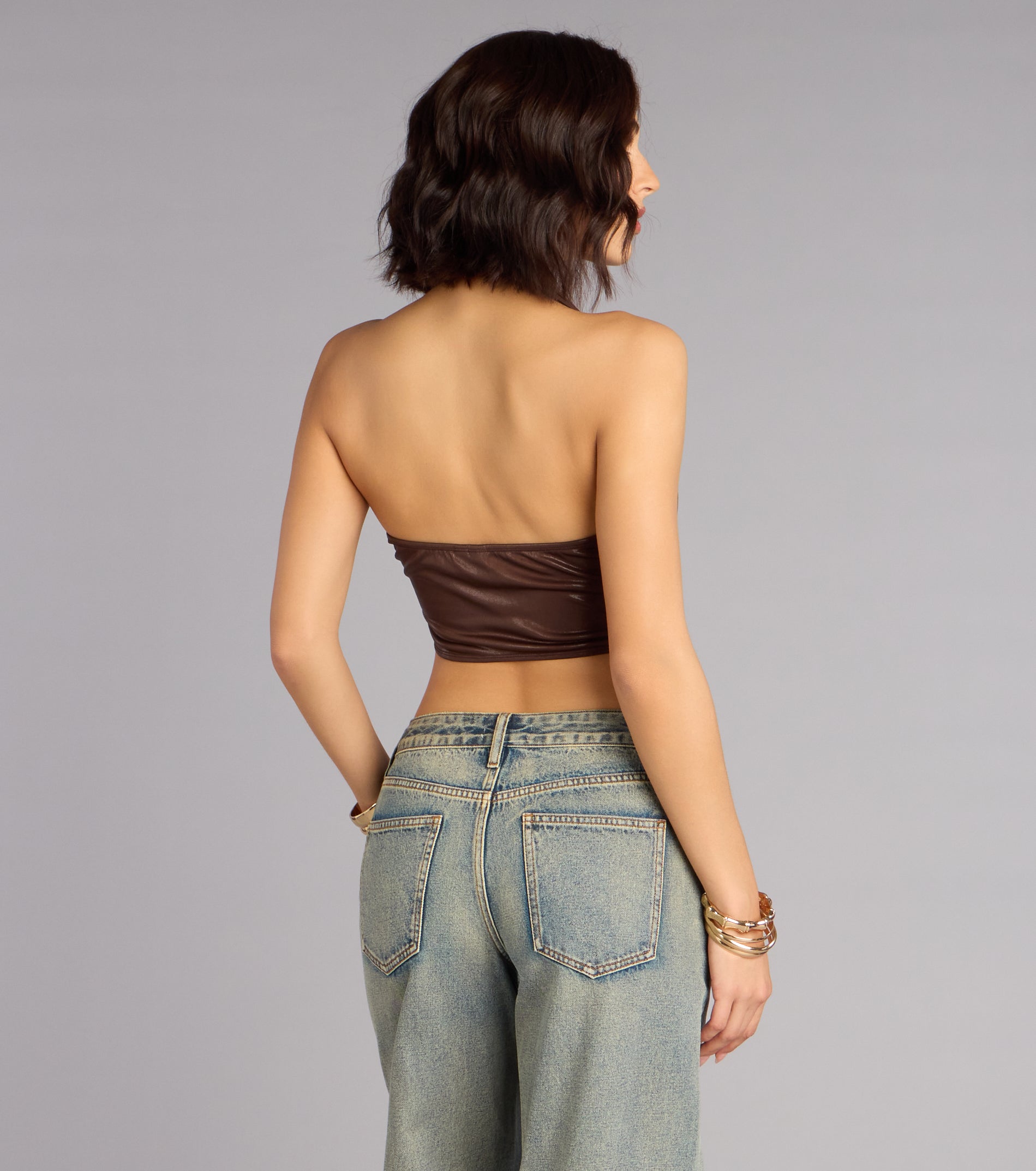 Play It Bold Faux Leather Crop Top