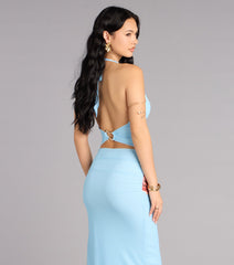 Vacay Bloom Floral Mesh Halter Top