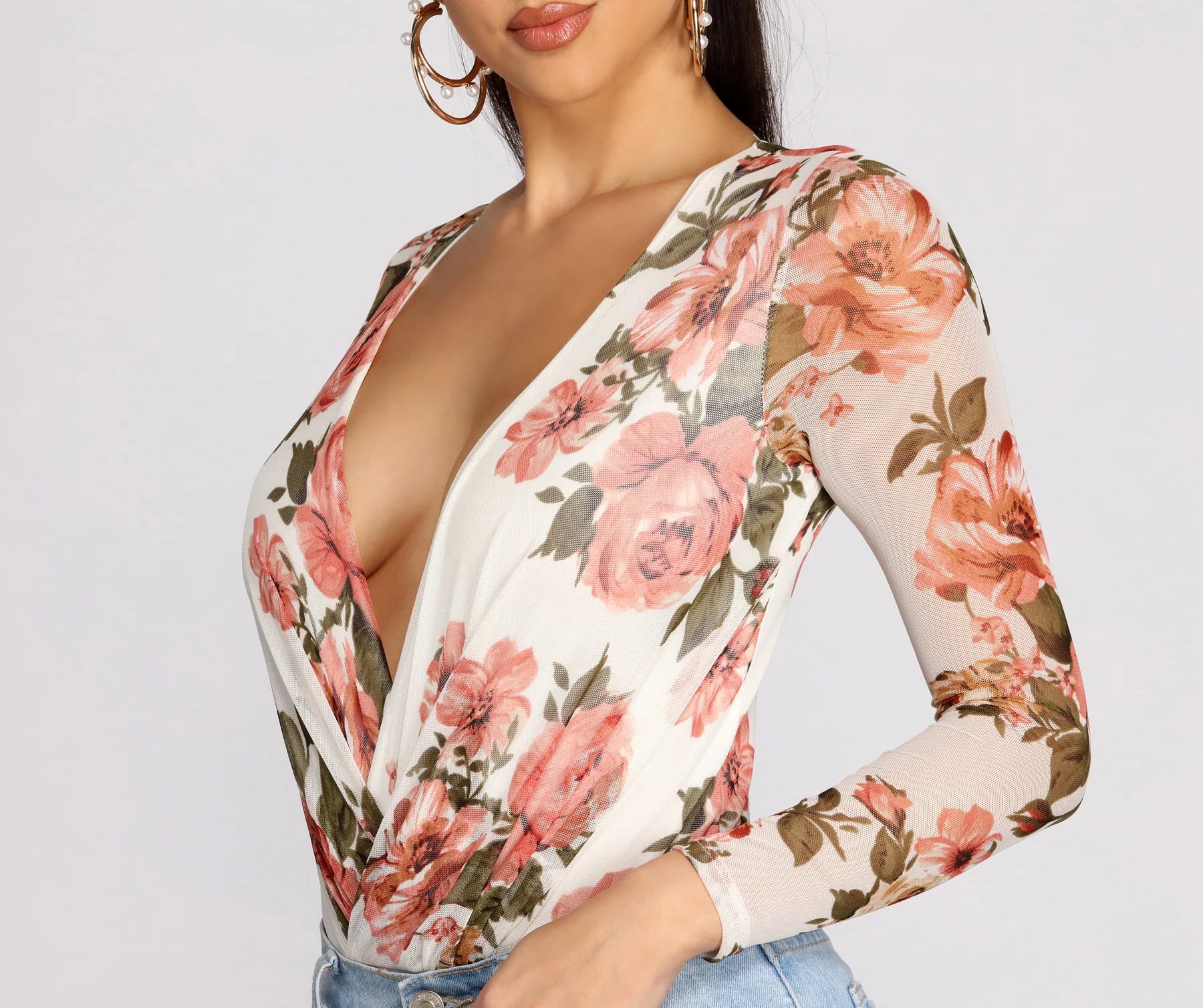 Fresh In Floral Mesh Bodysuit