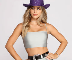 Get That Shine On Metallic Crop Top